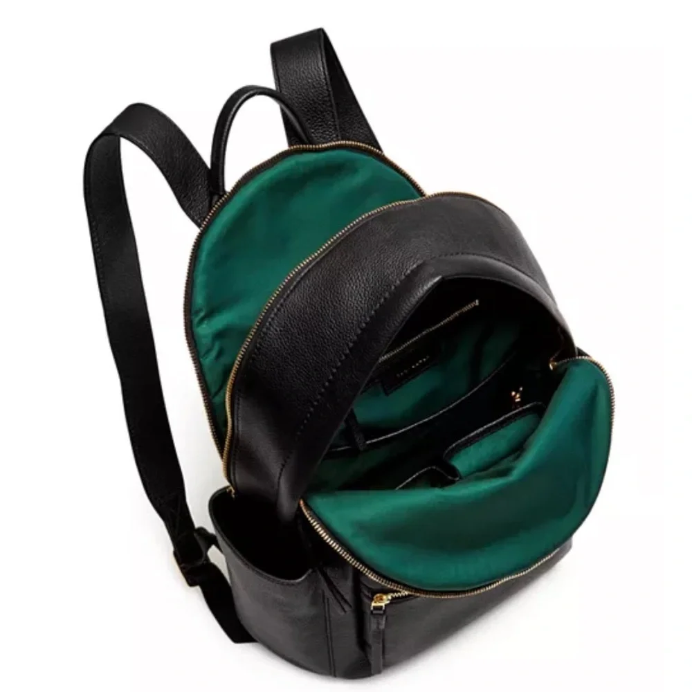 Tory Burch Perry Bombe Black Leather Backpack - Picture 3 of 9